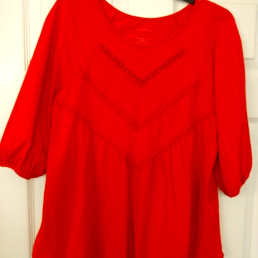 Red Elegantees flared top.